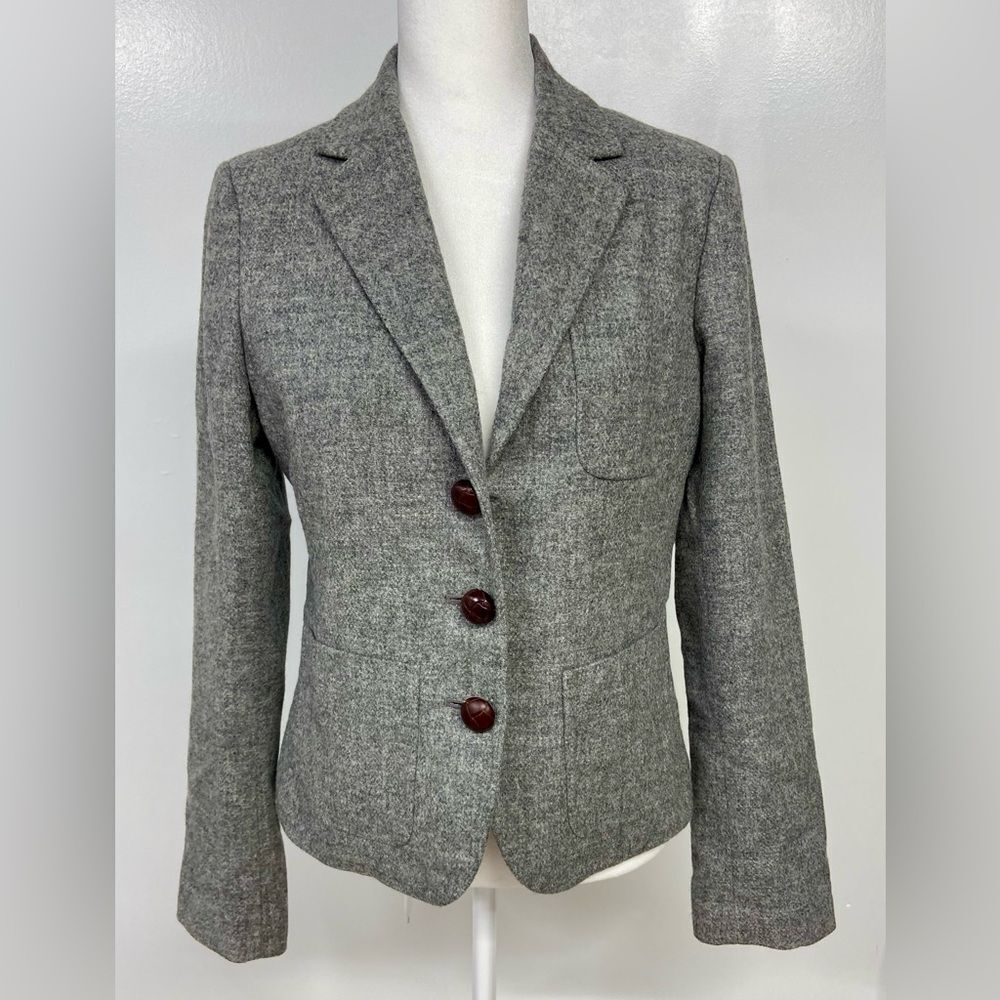 J. Crew Gray 100% Wool Blazer Jacket Robert Noble Scotland Size 6